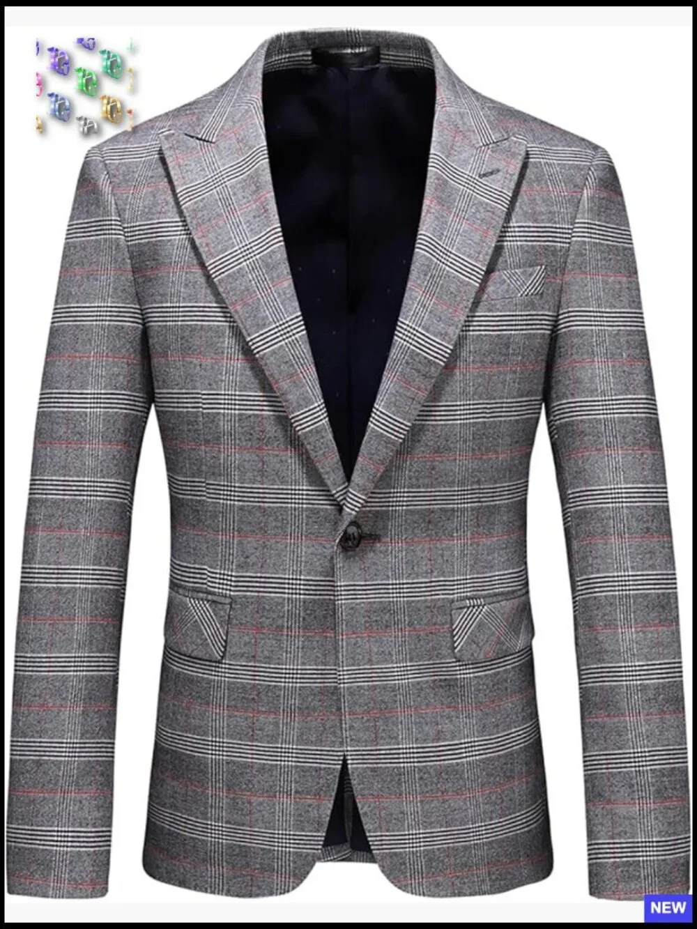 Slim Fit Plaid Blazer Classic Casual Wedding Party Sport Coat Elegant